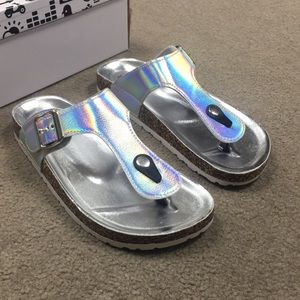 bamboo holographic sandals